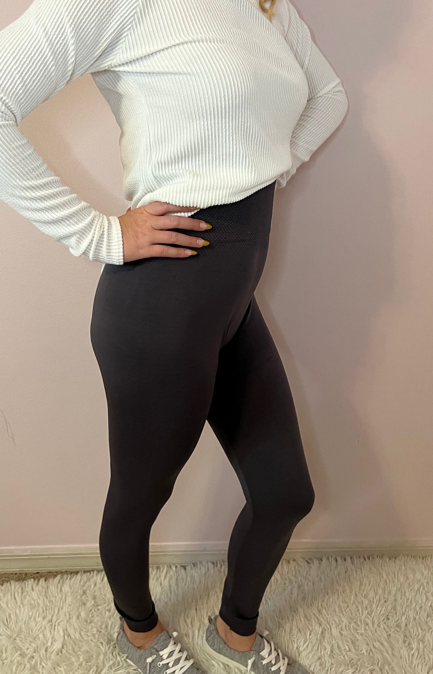 Solid High Waisted Tummy Control Leggings