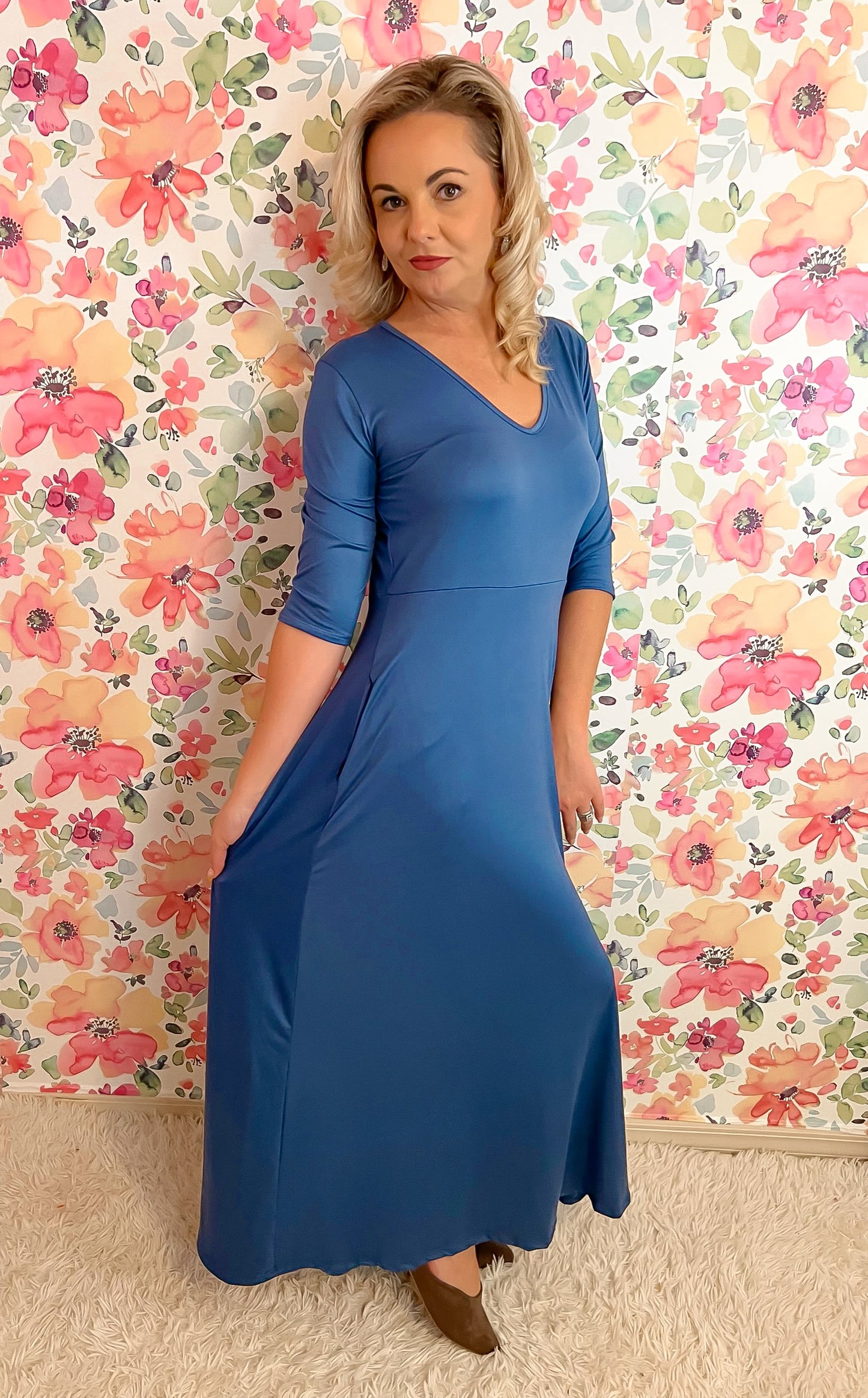Solid Empire Waist Maxi Dress