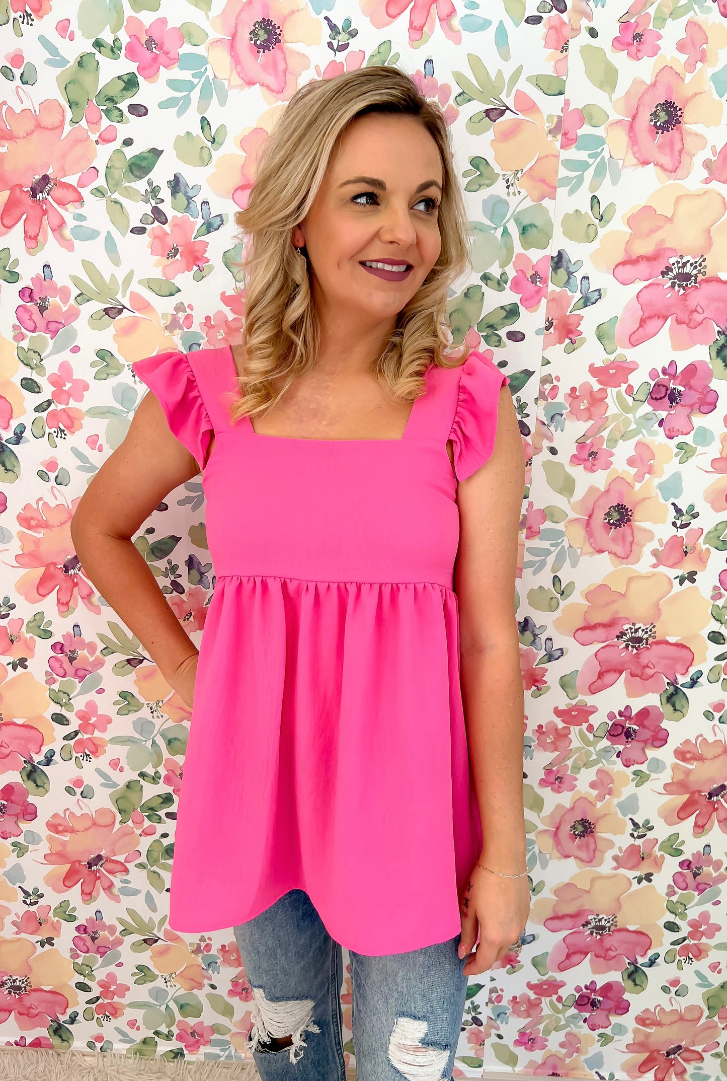 Sunny Day Babydoll Top - Fuchsia