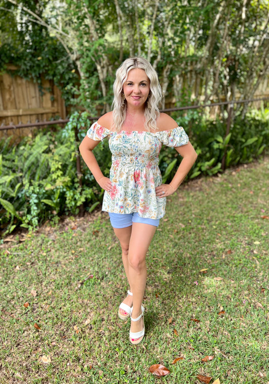 Floral Tunic Top — Blooming Fires April