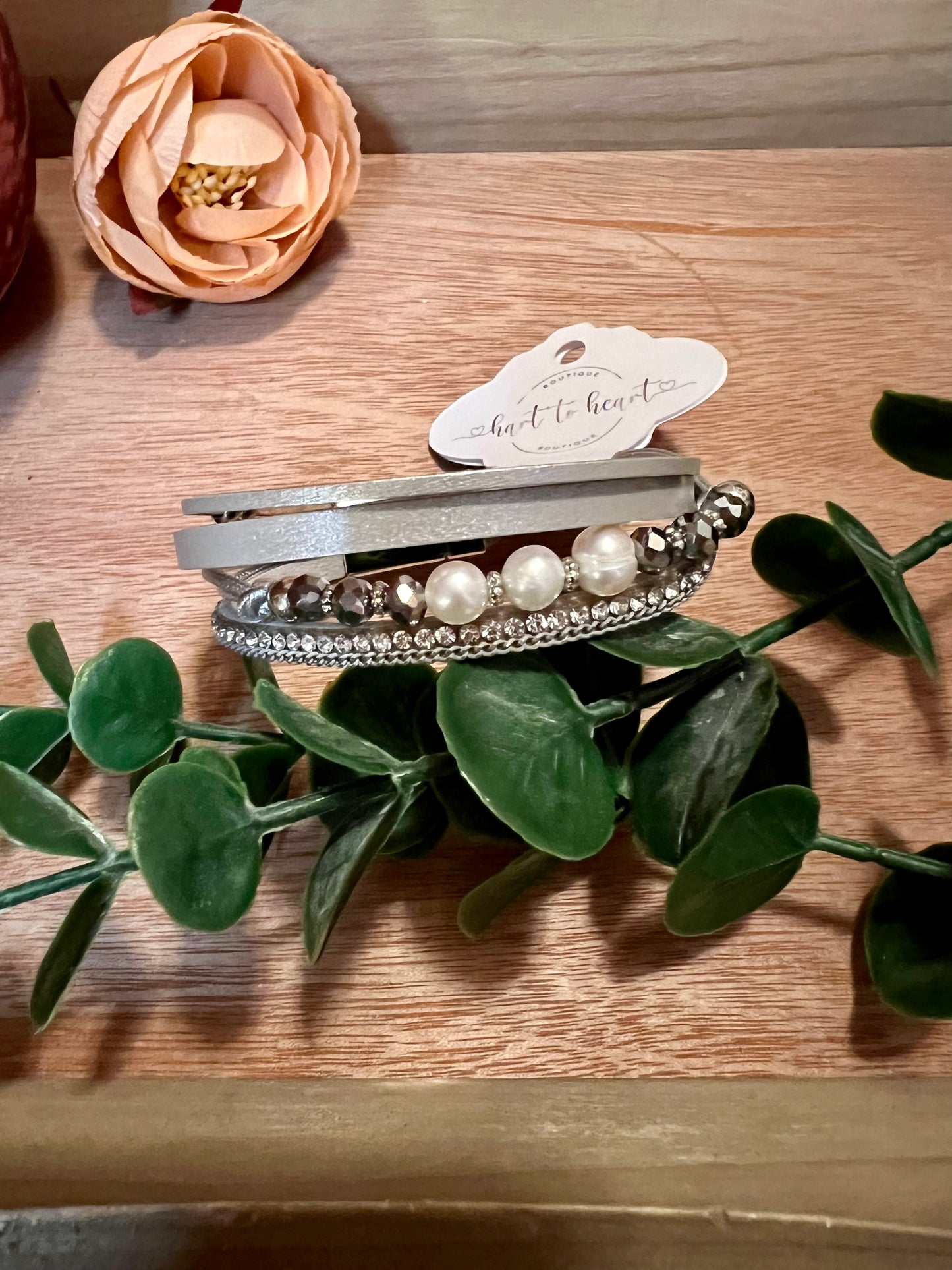 Multi strand Pearl Glass Bracelet