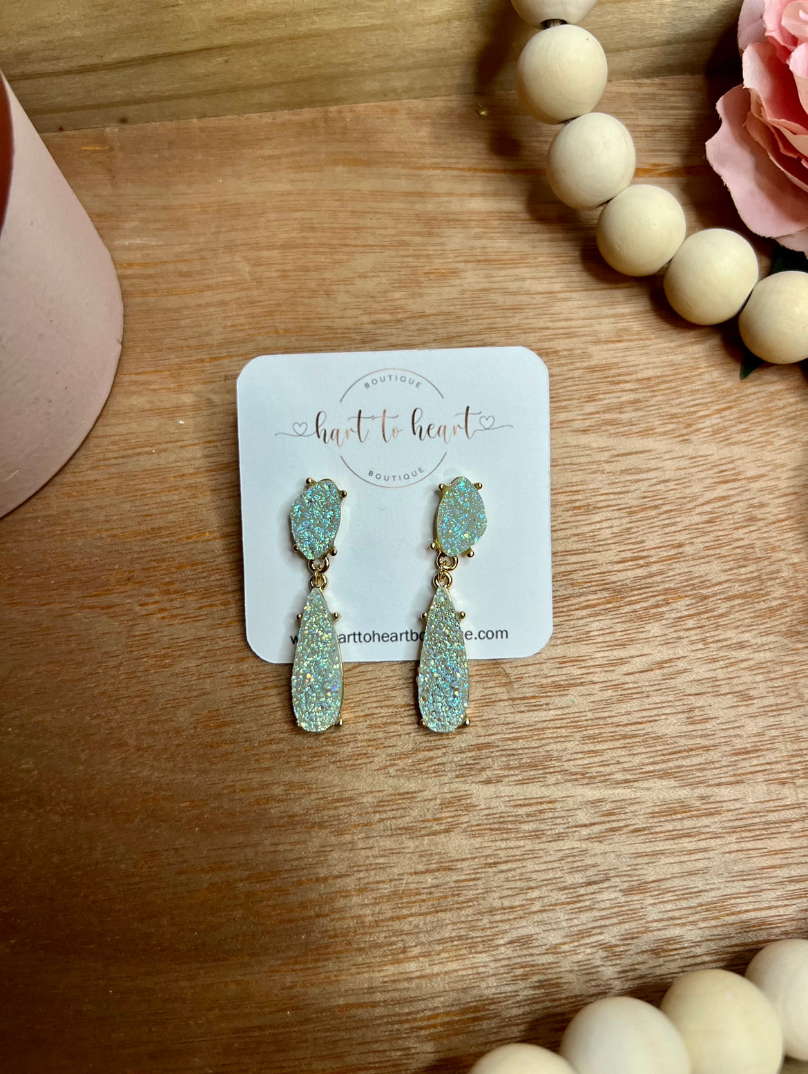 Druzy Teardrop Dangle Earrings