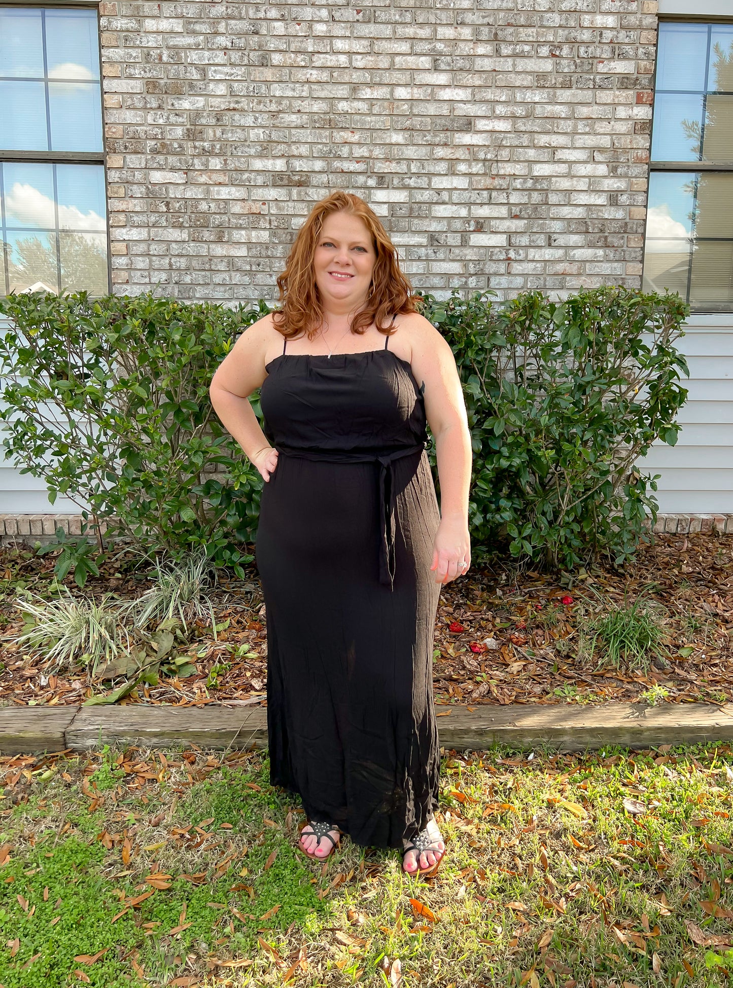 Textured Strappy Maxi Dress- Plus