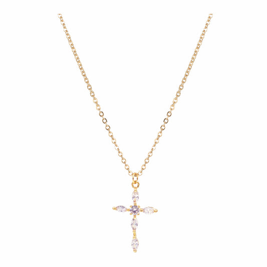 Oval Cut Cross Pendant Necklace- The Gathering Cafe