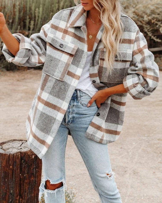 Plaid Button Flannel Jacket