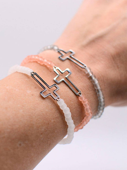 White Cross Bracelet- The Gathering Cafe