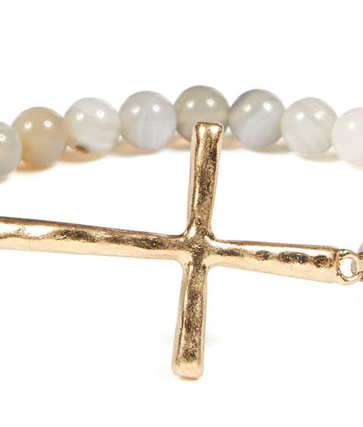 Cross Stone Beads Bracelet-The Gathering Cafe