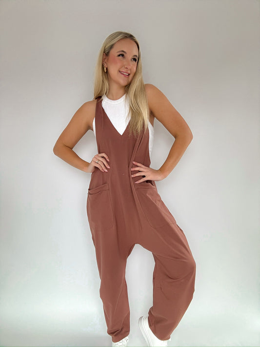 Casual Loose Fit Solid Knit Baggy Jumpsuit