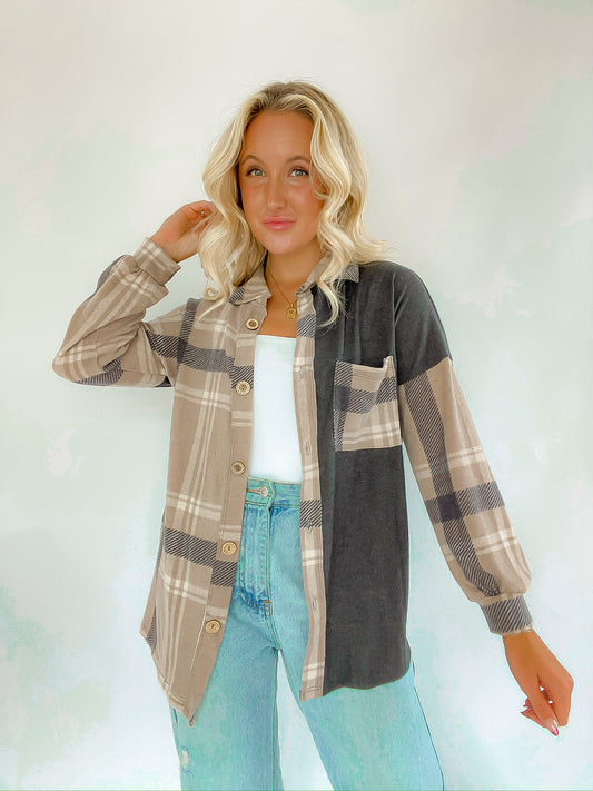 Plaid Colorblock Shacket — Blooming Fires