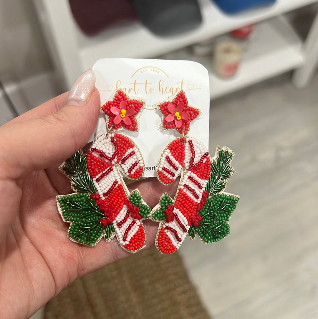 Candy Cane Earrings- The Gathering Cafe