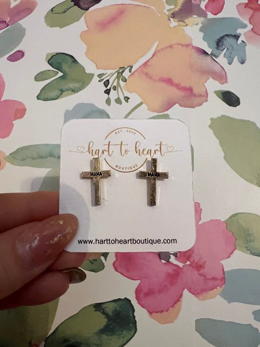 Mama Cross Earrings