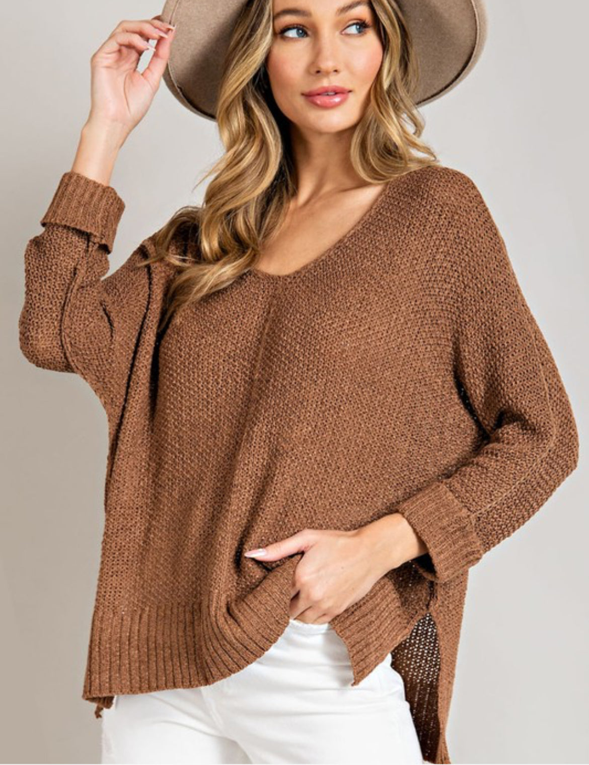 Crew Neck Knit Sweater- Coco