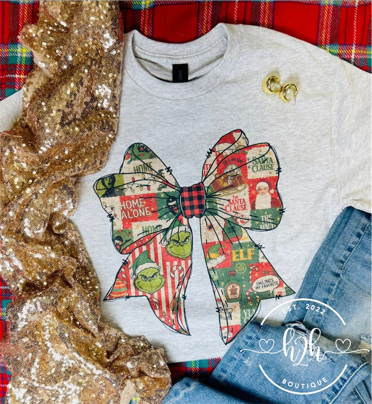 Grinch Bow Tee— PREORDER