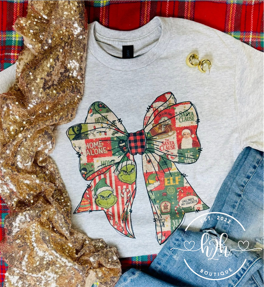 Grinch Bow Tee— PREORDER