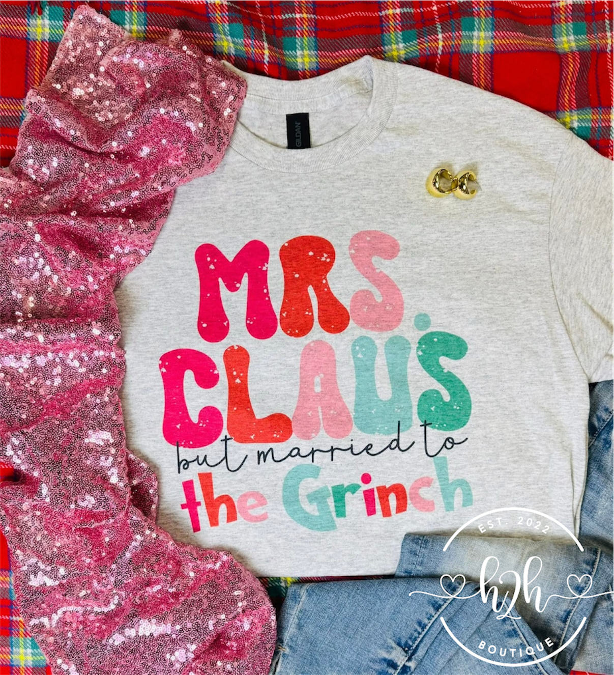 Mrs Claus & Grinch Tee— PREORDER