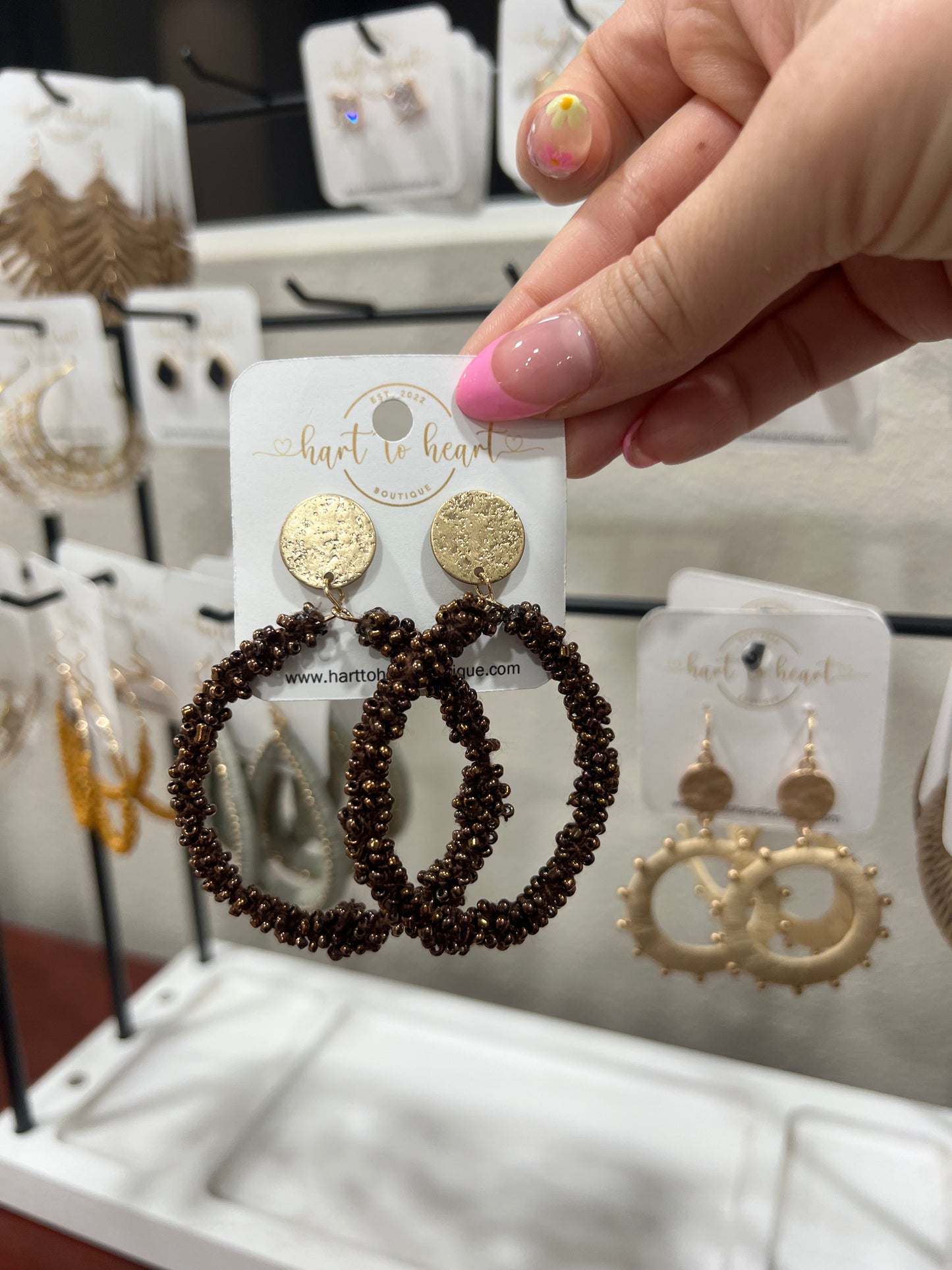 Beaded Brown Earrings- FOTG