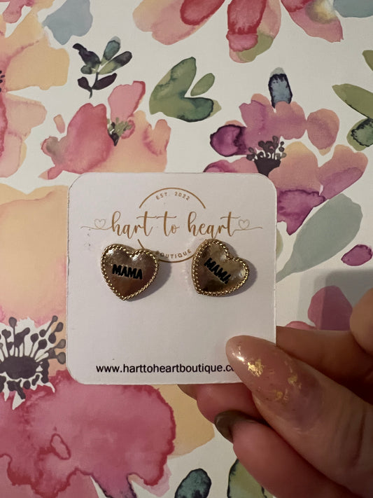 Mama Heart Earrings