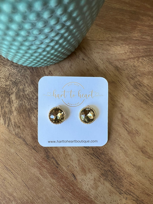 Circle Glass Earrings - Topaz