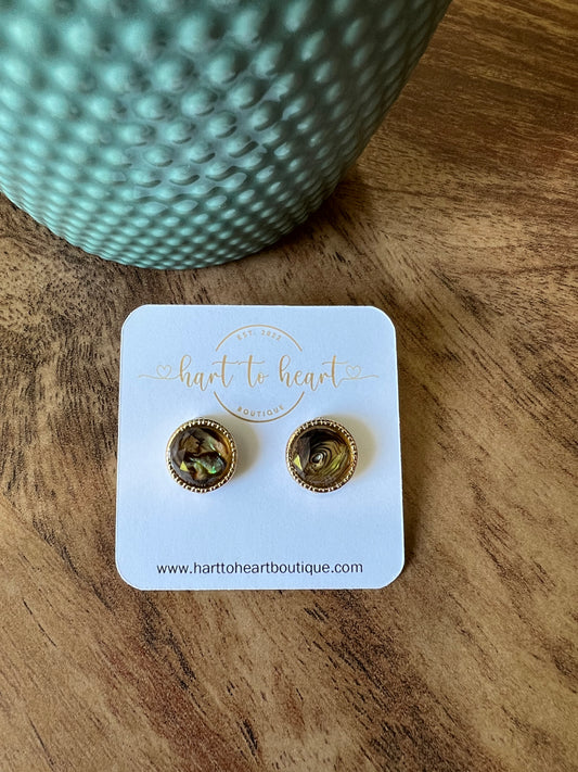 Circle Glass Earrings - Abalone FOTG