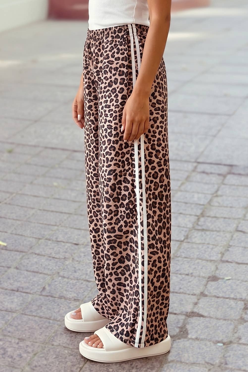 Leopard Side Stripe Detail Casual Full-Length Pants PREORDER