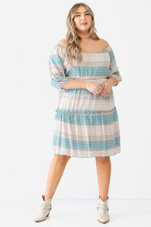 Sage Ruffle Flare Dress- Plus