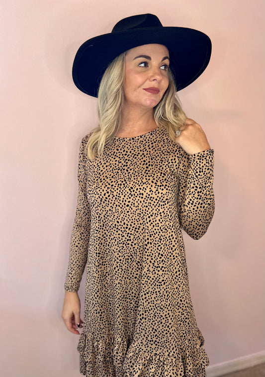 Long Sleeve Leopard Dress