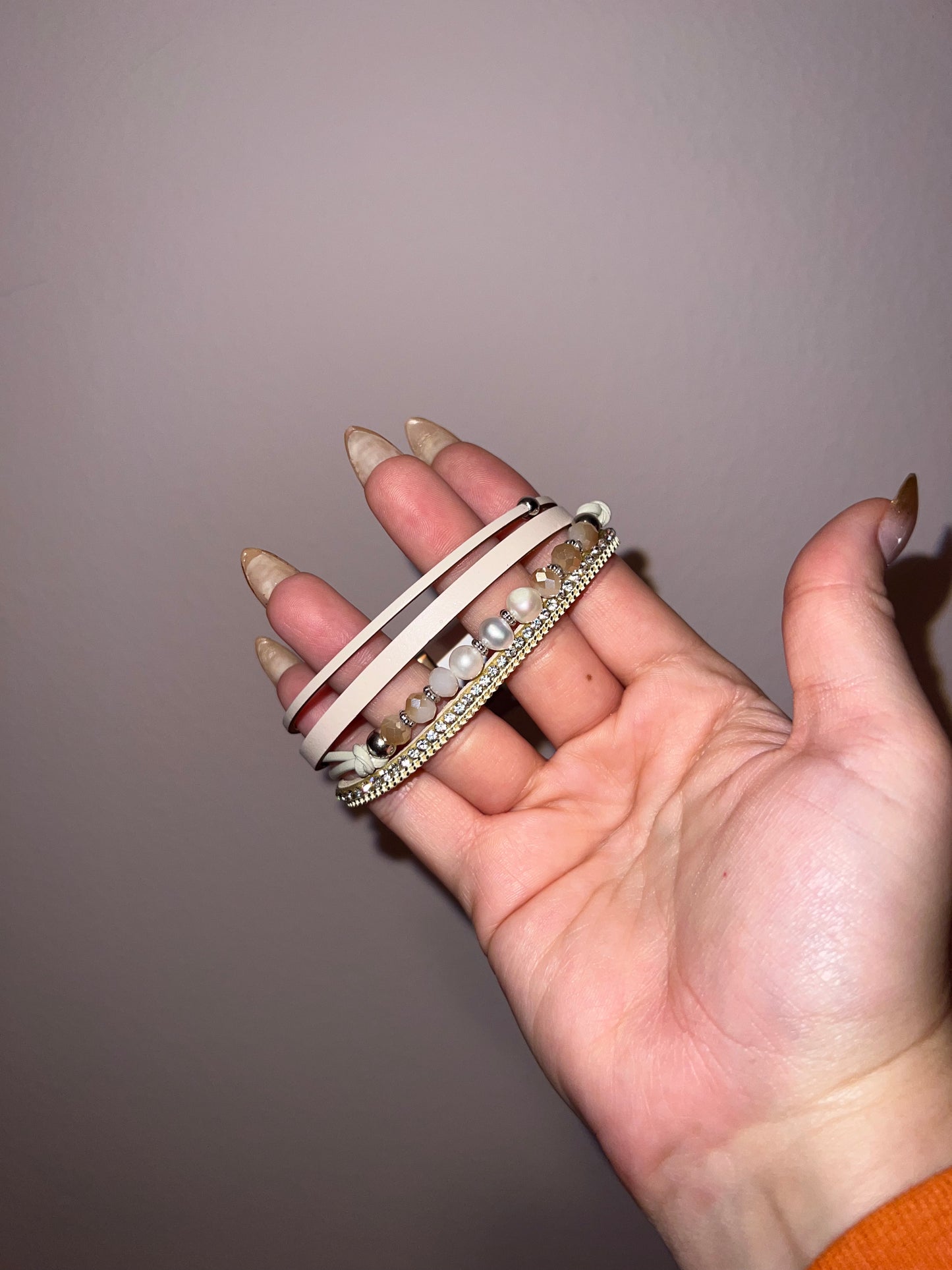 Multi strand Pearl Glass Bracelet