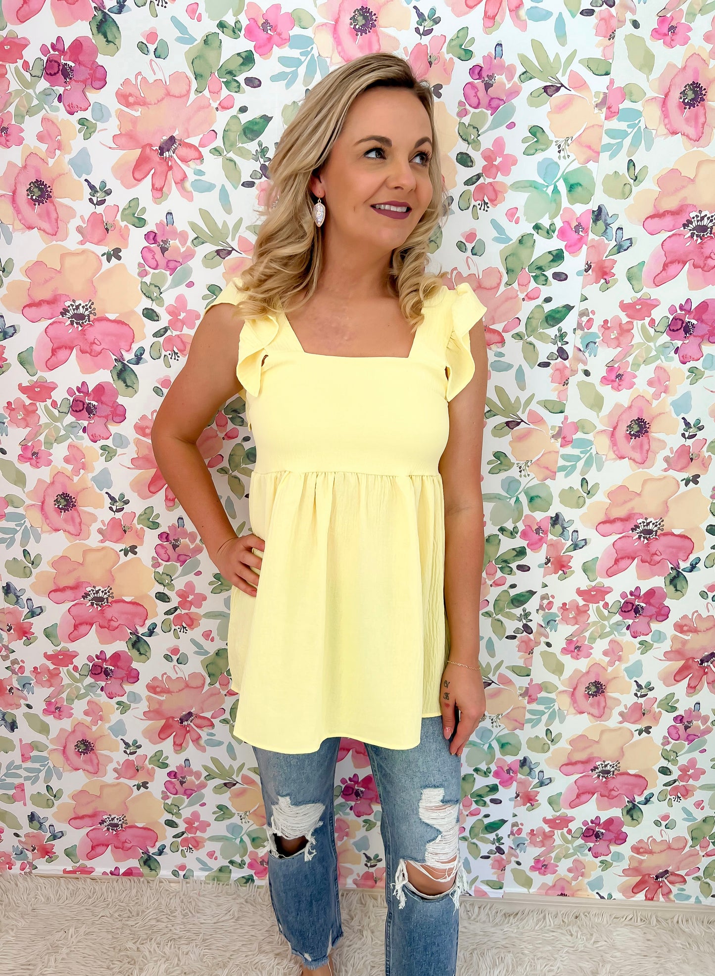 Sunny Day Babydoll Top - Yellow