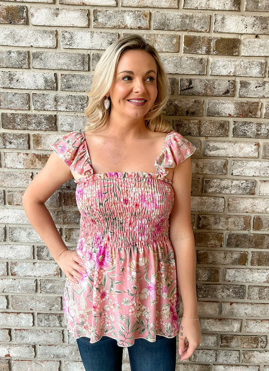 Floral Tunic Top - Mauve — Blooming Fires April